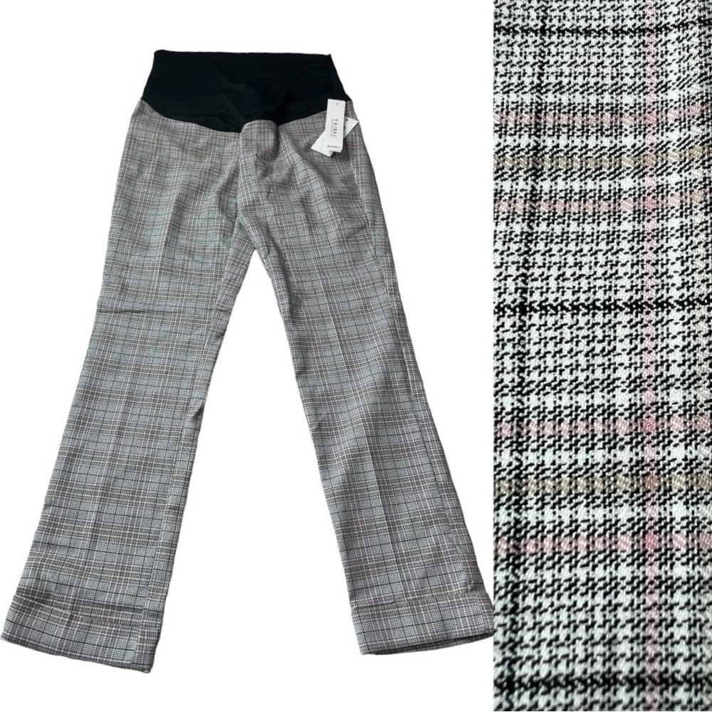 TRIBAL X Stitch Fix Bay Leaf Maternity cuffed pants in Glen Check Gray NEW